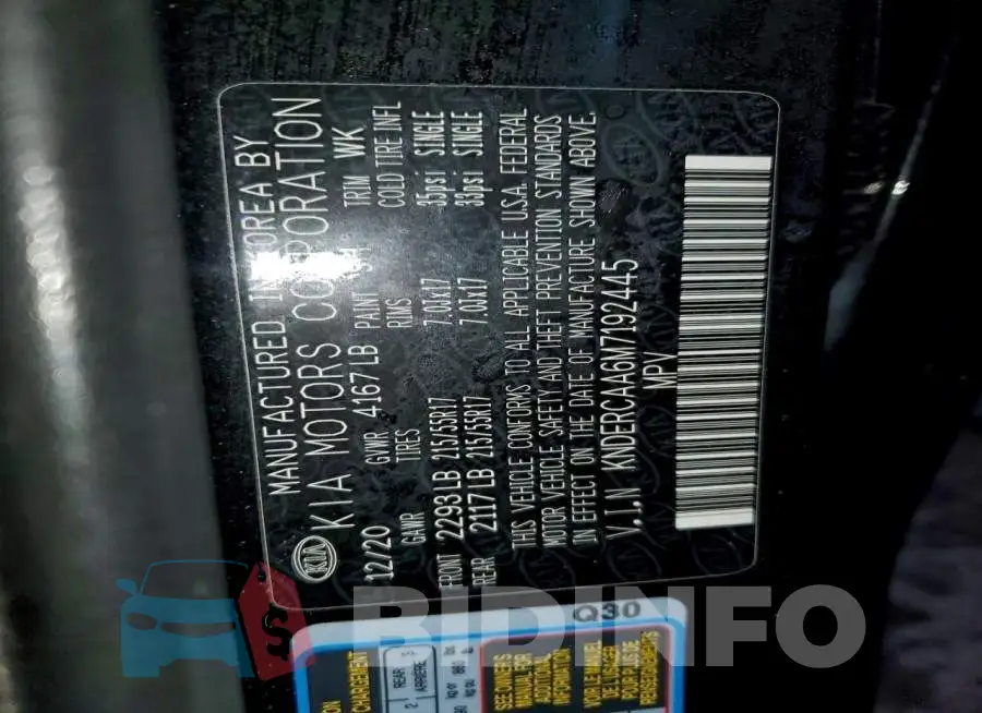 KNDERCAA6M7192445 Photo# 14