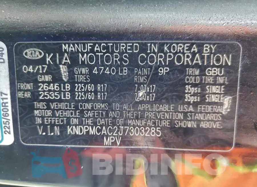 KNDPMCAC2J7303285 Photo# 13