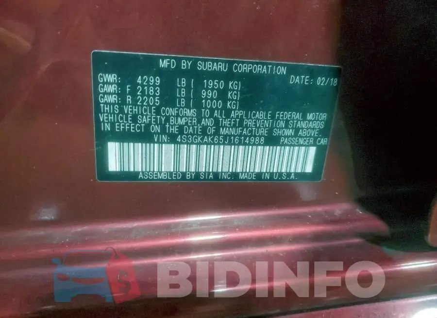 4S3GKAK65J1614988 Photo# 12