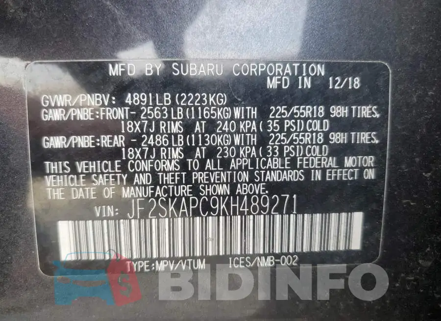 JF2SKAPC9KH489271 Photo# 14
