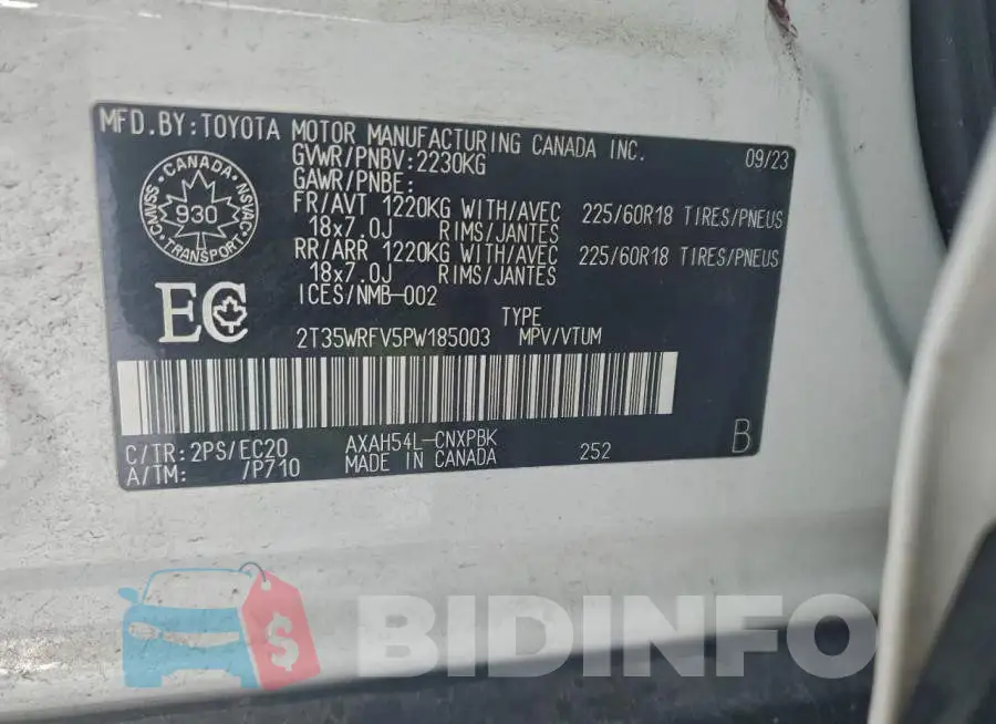 2T35WRFV5PW185003 Photo# 13