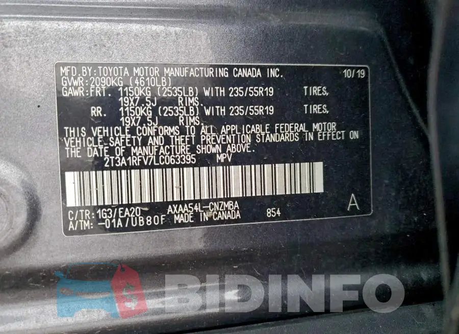 2T3A1RFV7LC063395 Photo# 13