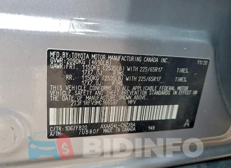 2T3F1RFV9MC166597 Photo# 12