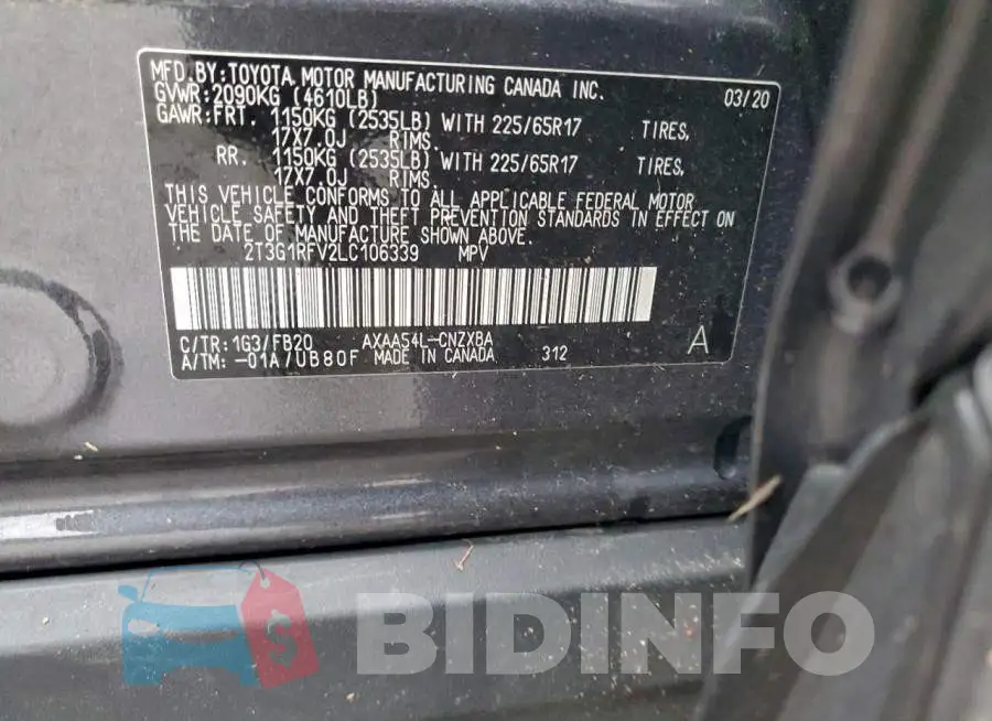 2T3G1RFV2LC106339 Photo# 14