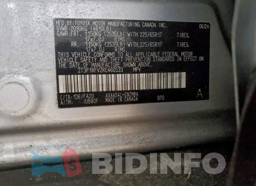 2T3P1RFV2RC460533 Photo# 12