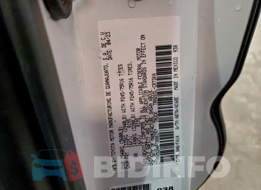 3TYRX5GN4PT080397 Photo# 13