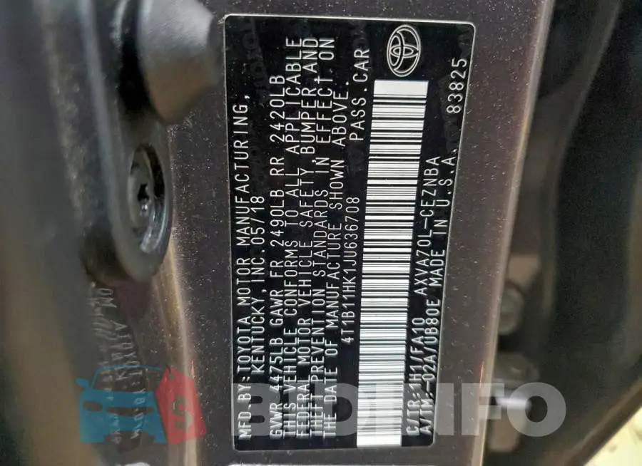 4T1B11HK1JU636708 Photo# 12