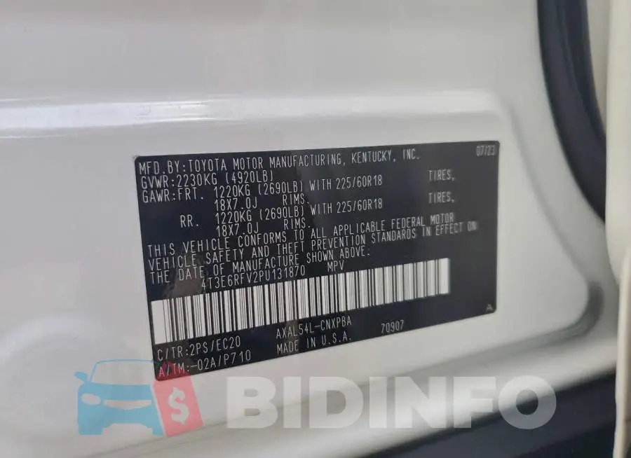 4T3E6RFV2PU131870 Photo# 14