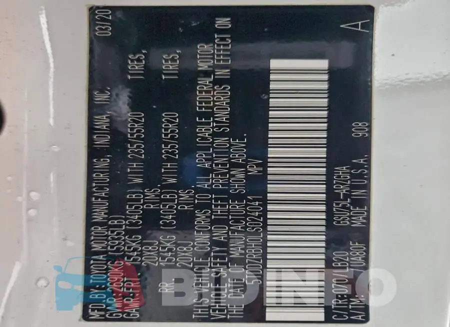 5TDDZRBH0LS024041 Photo# 14