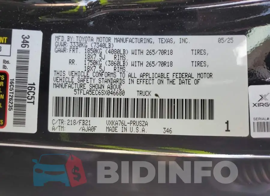 5TFLA5EC6SX046680 Photo# 12