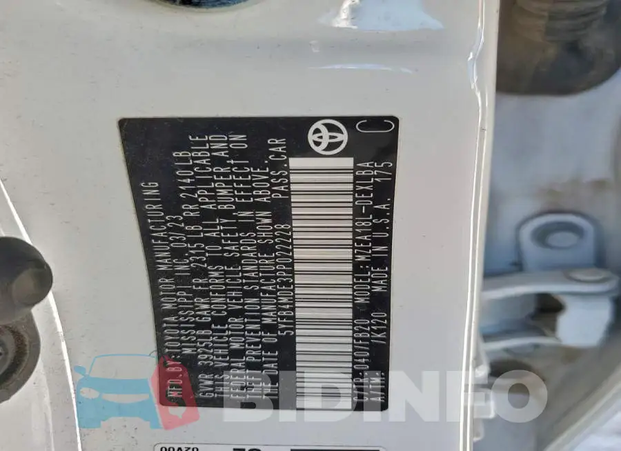 5YFB4MDE3PP022228 Photo# 13