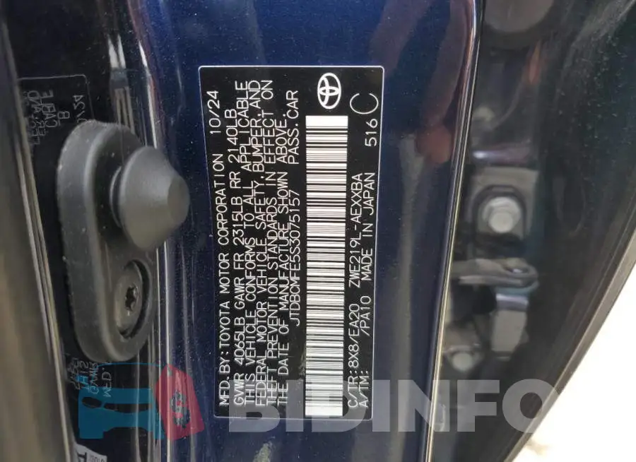 JTDBCMFE5S3075157 Photo# 12