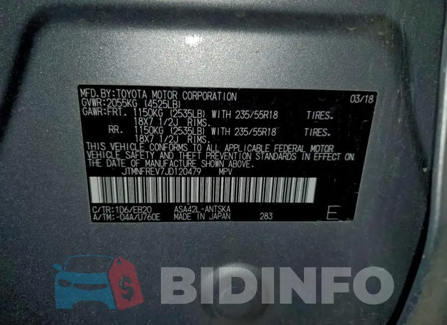 JTMNFREV7JD120479 Photo# 13