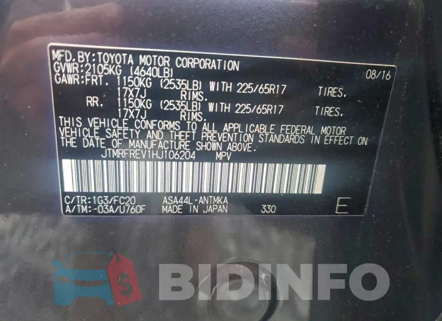 JTMRFREV1HJ106204 Photo# 14