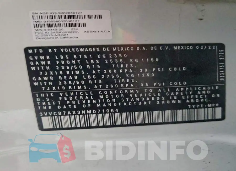 3VVCB7AX3NM071064 Photo# 14
