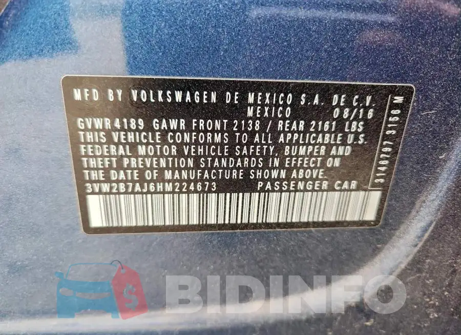 3VW2B7AJ6HM224673 Photo# 12