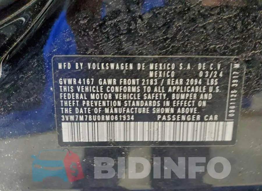 3VW7M7BU0RM061934 Photo# 12