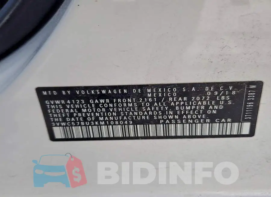 3VWC57BU3KM108049 Photo# 12