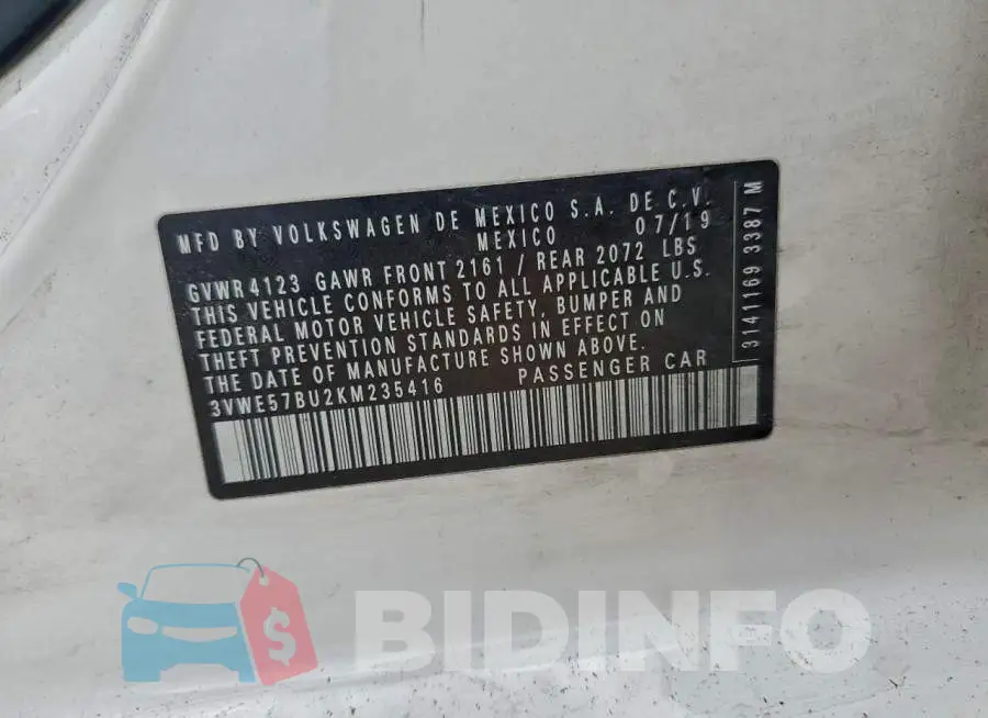 3VWE57BU2KM235416 Photo# 12