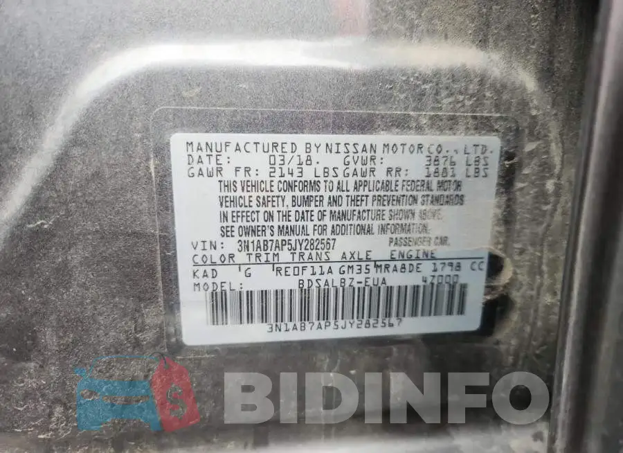 3N1AB7AP5JY282567 Photo# 13