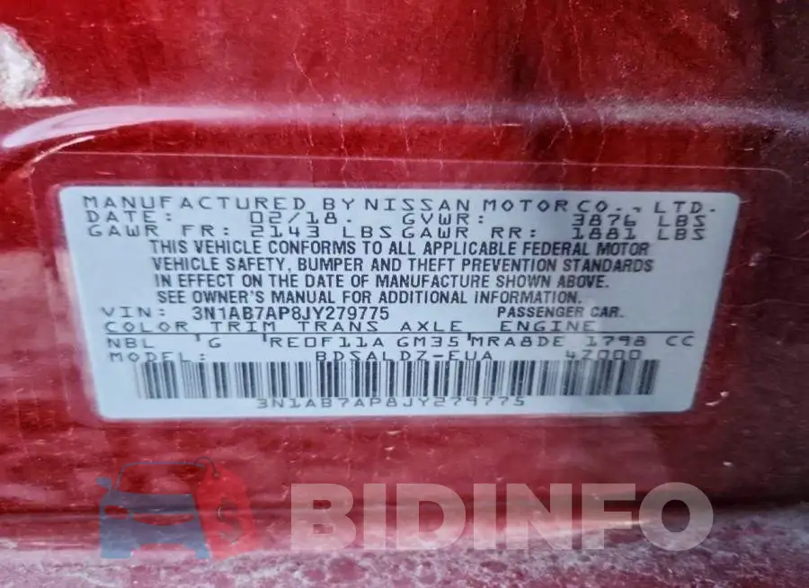 3N1AB7AP8JY279775 Photo# 12