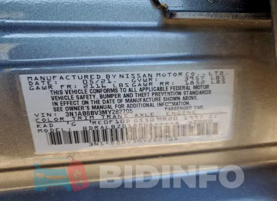 3N1AB8BV3MY282705 Photo# 12