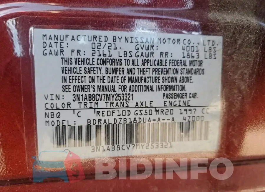 3N1AB8CV7MY253321 Photo# 12