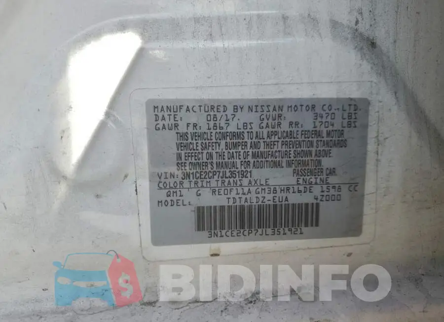 3N1CE2CP7JL351921 Photo# 13