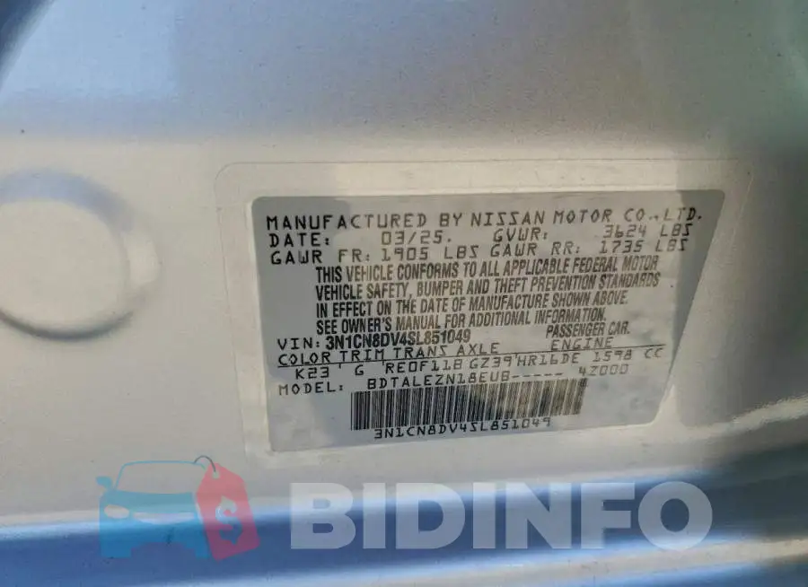 3N1CN8DV4SL851049 Photo# 12