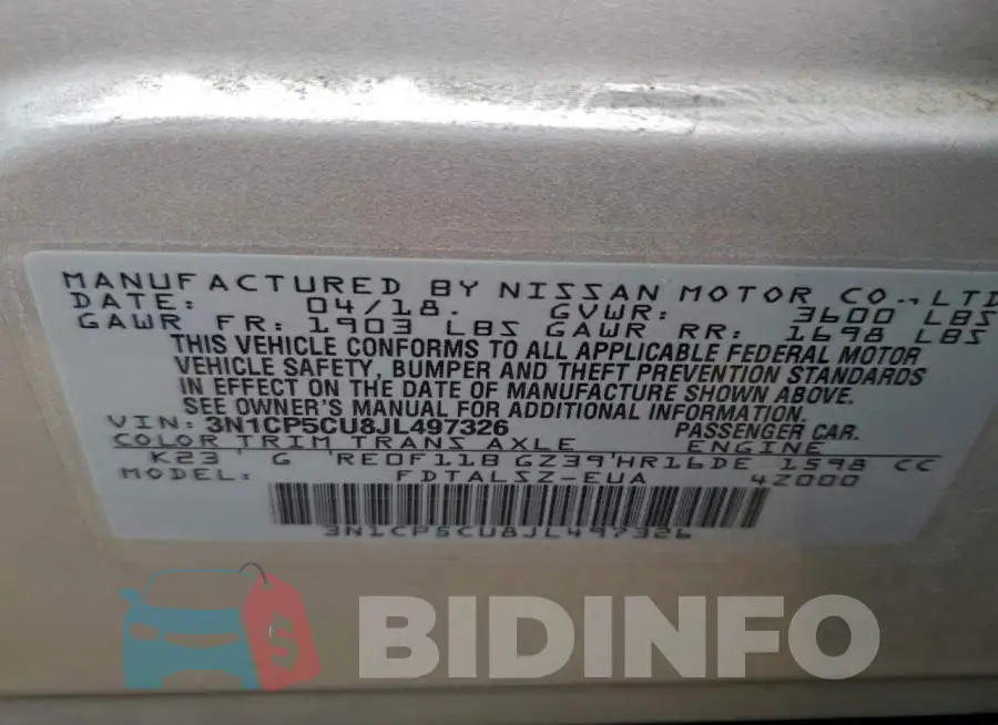 3N1CP5CU8JL497326 Photo# 13