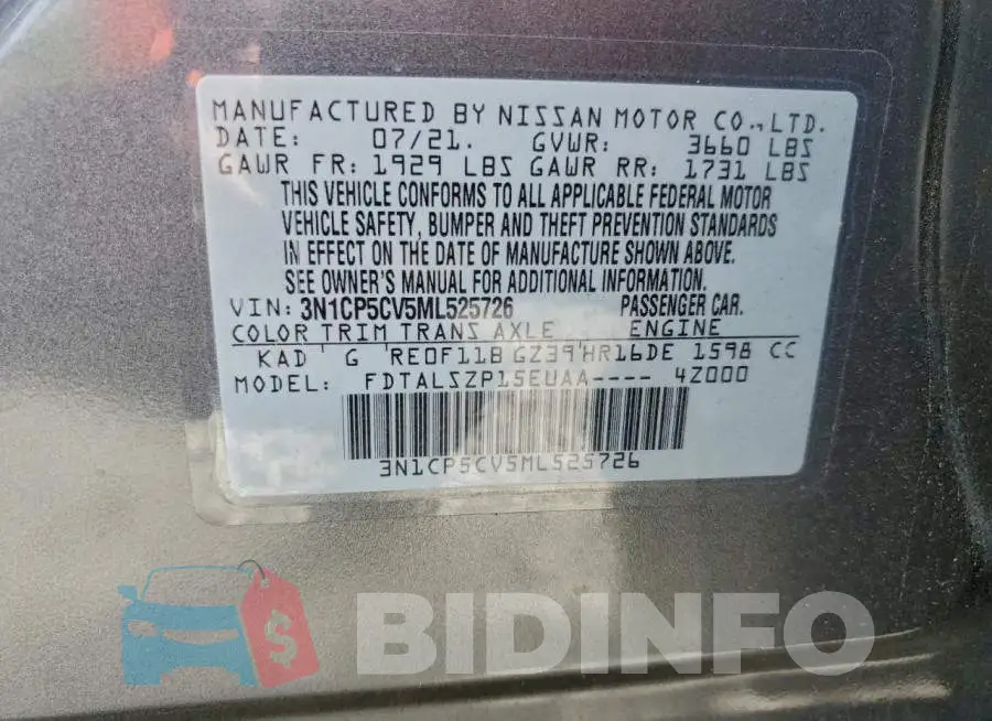 3N1CP5CV5ML525726 Photo# 13