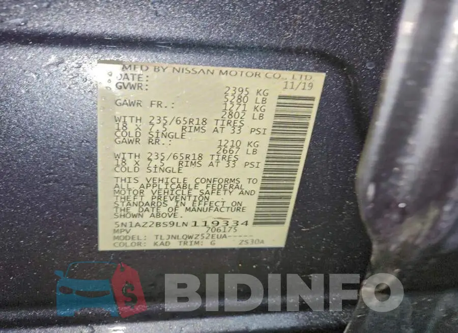 5N1AZ2BS9LN119334 Photo# 14