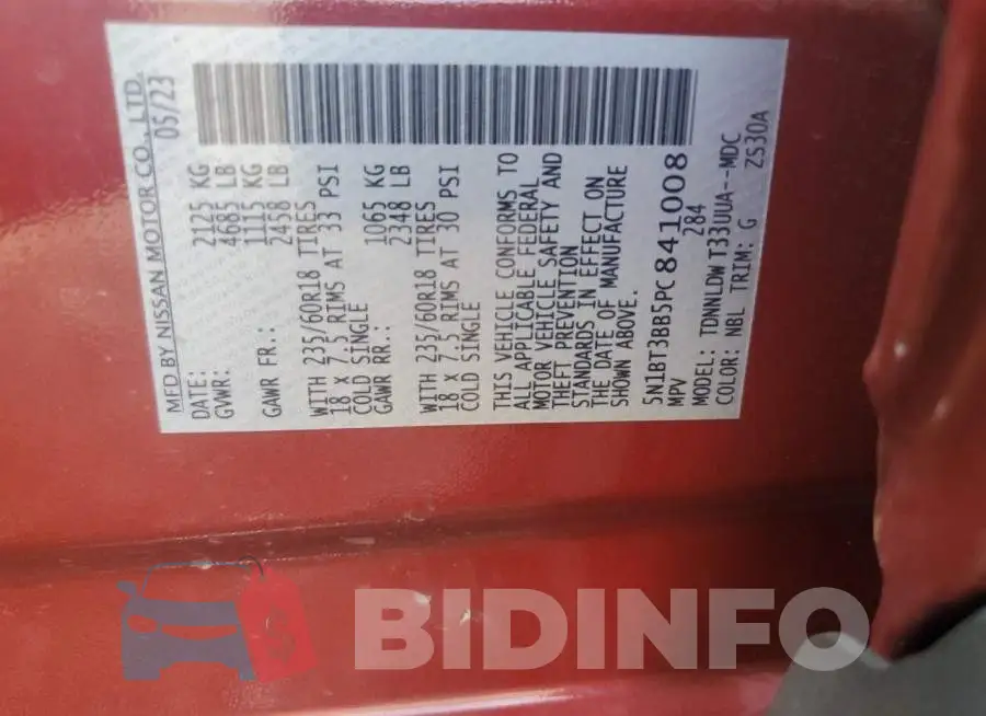 5N1BT3BB5PC841008 Photo# 13