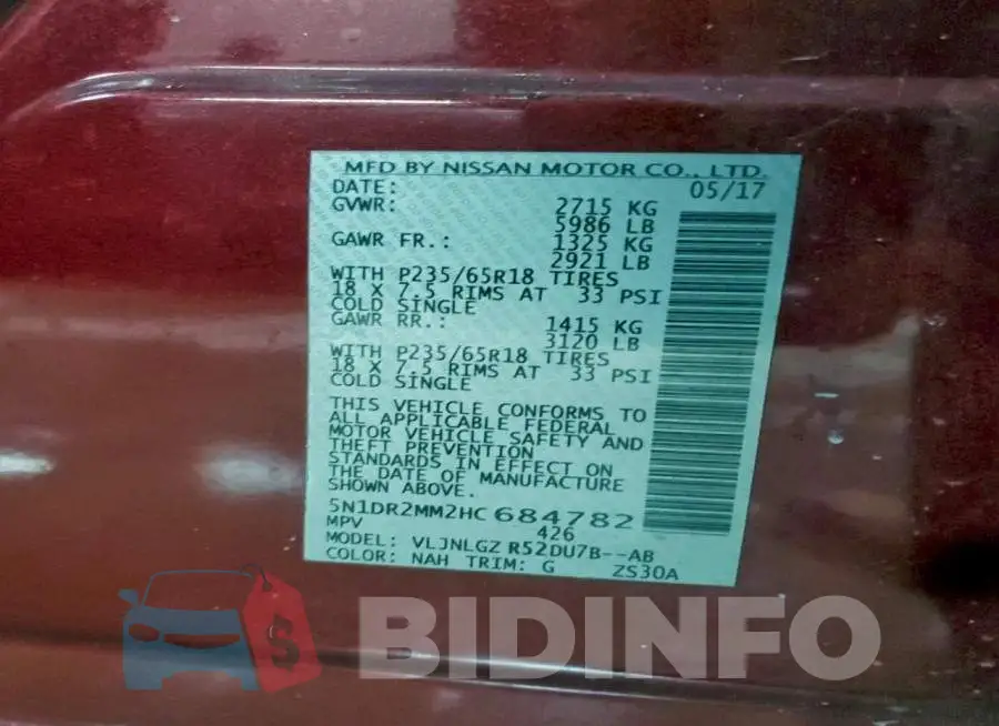 5N1DR2MM2HC684782 Photo# 12