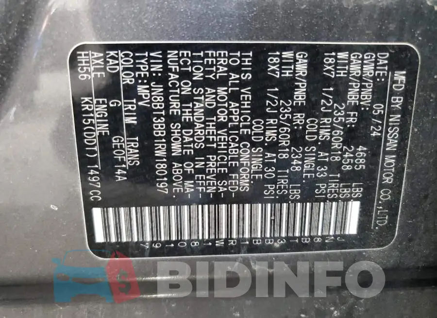 JN8BT3BB1RW180197 Photo# 14