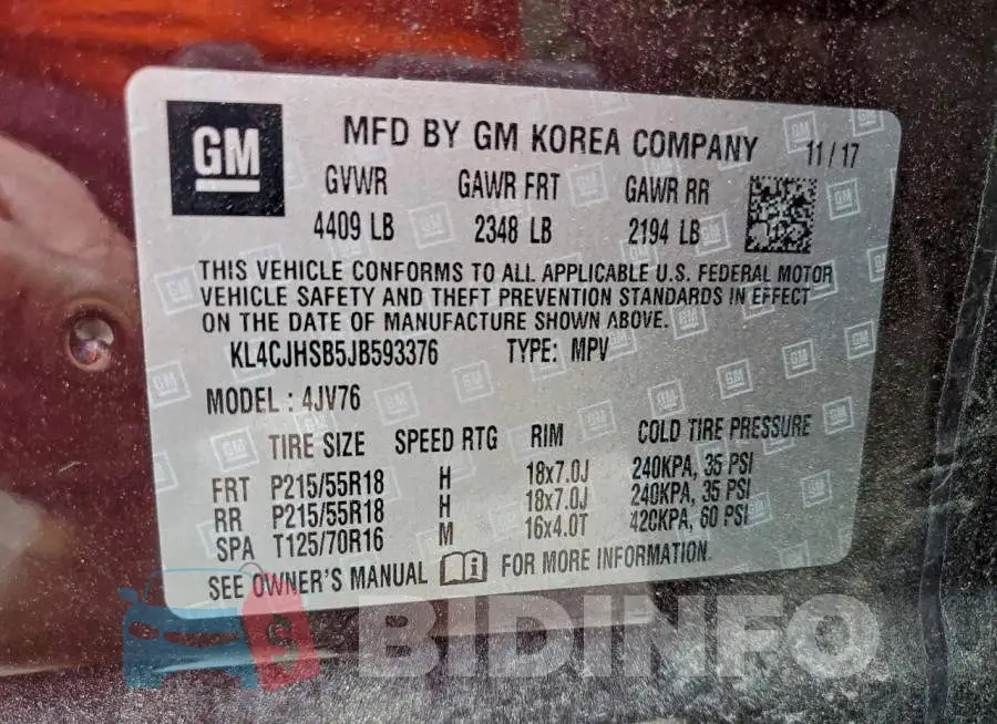 KL4CJHSB5JB593376 Photo# 13