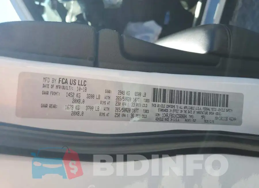 1C4RJFBG1KC569684 Photo# 13