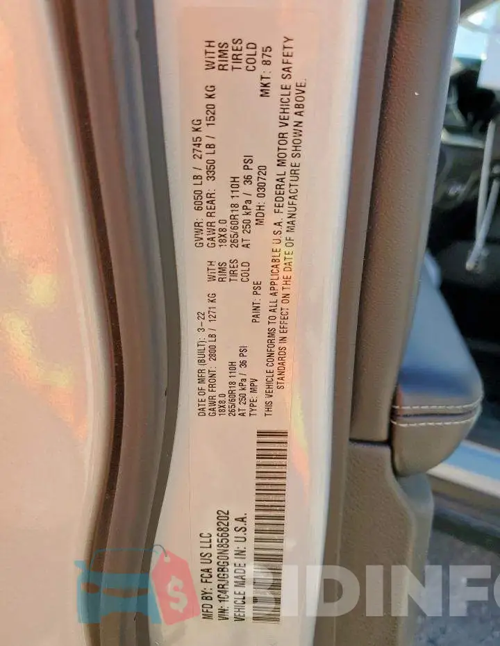 1C4RJGBG0N8568202 Photo# 13