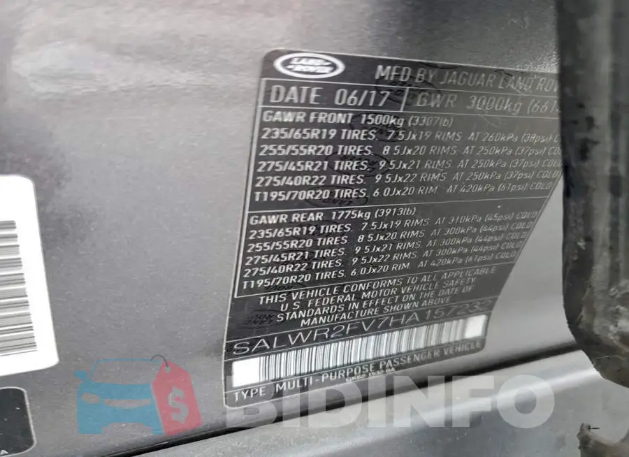 SALWR2FV7HA157232 Photo# 14