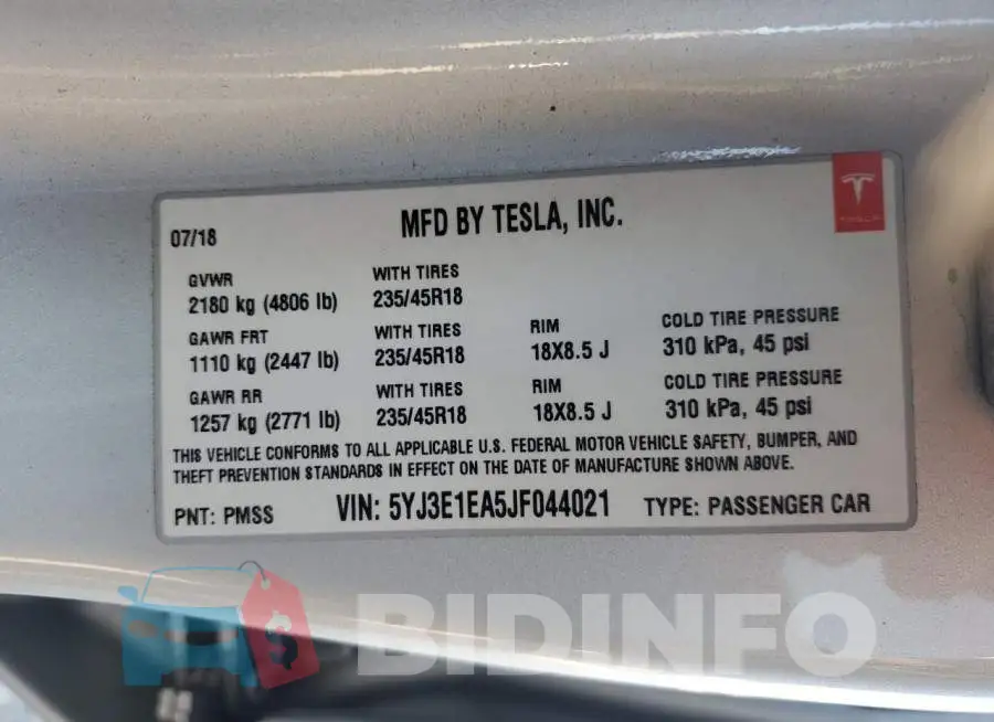 5YJ3E1EA5JF044021 Photo# 12