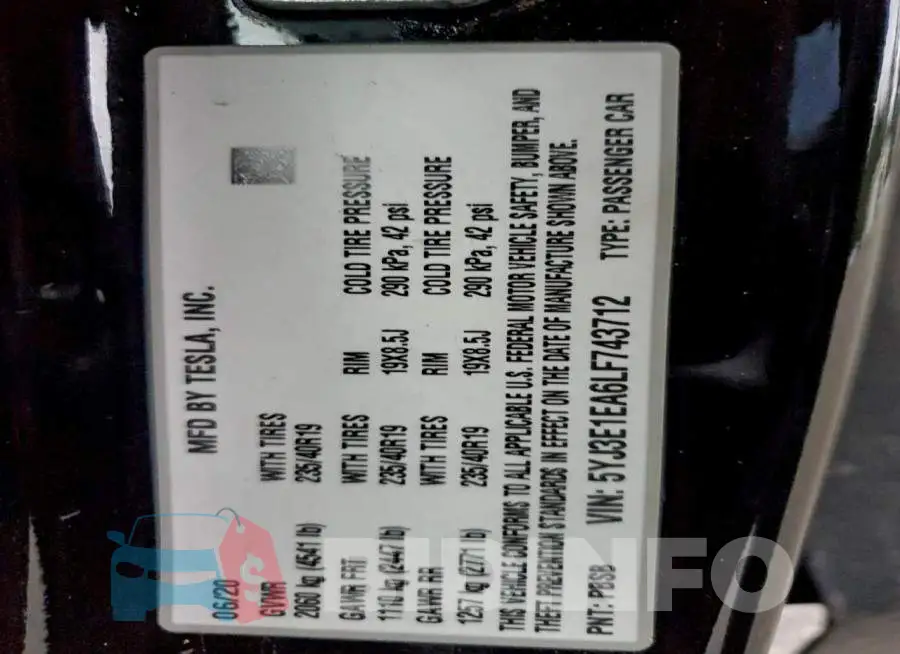5YJ3E1EA6LF743712 Photo# 12
