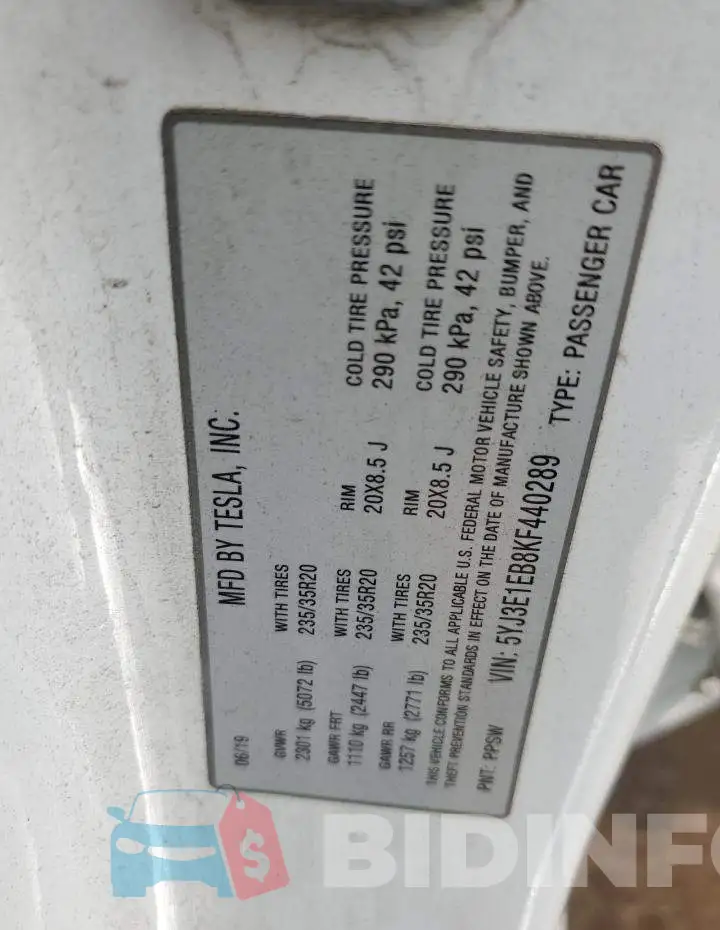 5YJ3E1EB8KF440289 Photo# 12