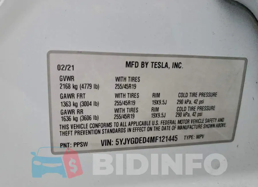 5YJYGDED4MF121445 Photo# 12