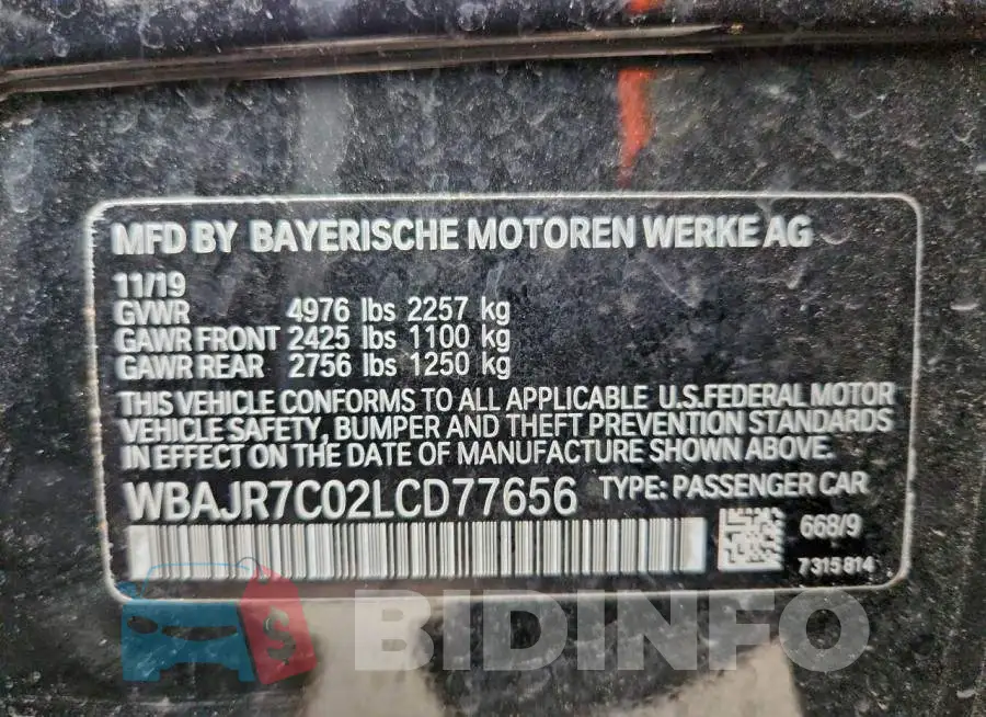 WBAJR7C02LCD77656 Photo# 12