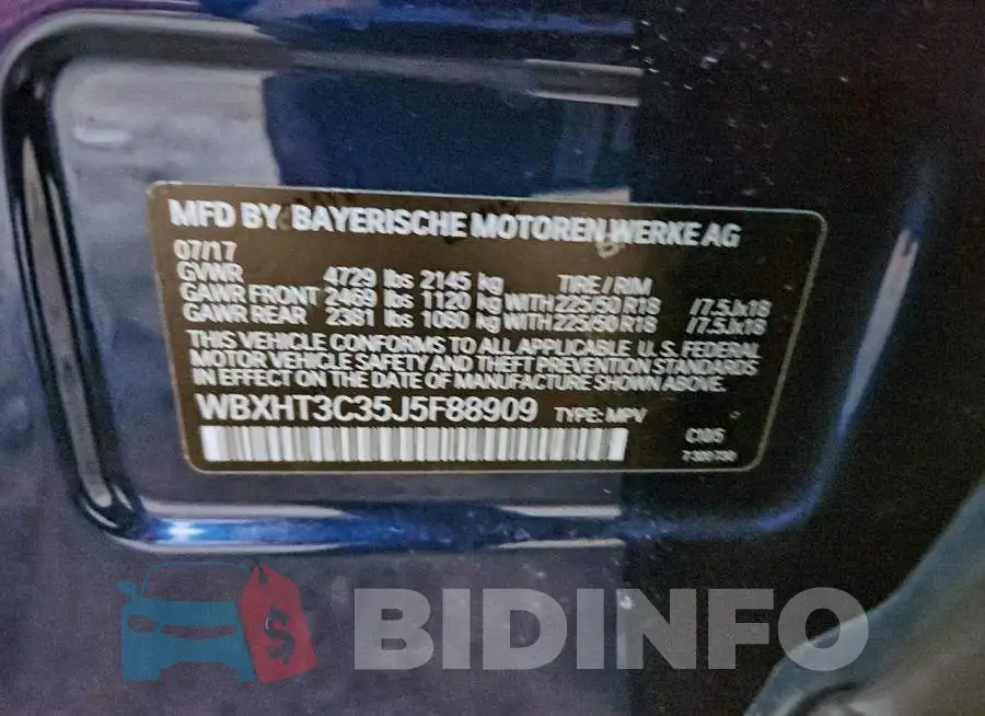 WBXHT3C35J5F88909 Photo# 13