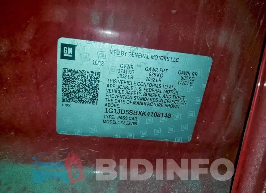 1G1JD5SBXK4108148 Photo# 12