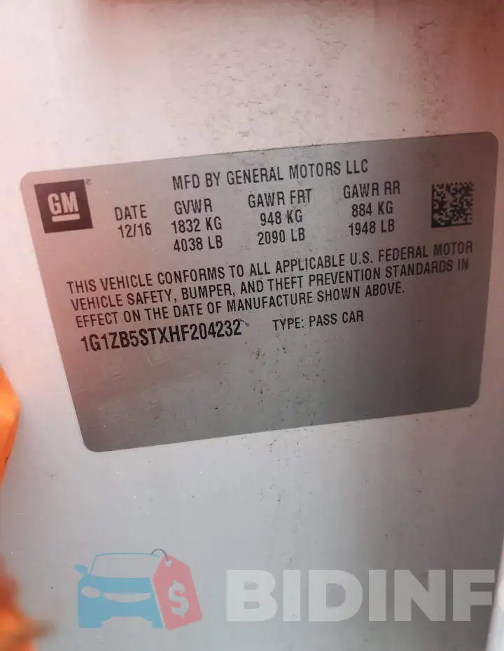 1G1ZB5STXHF204232 Photo# 12