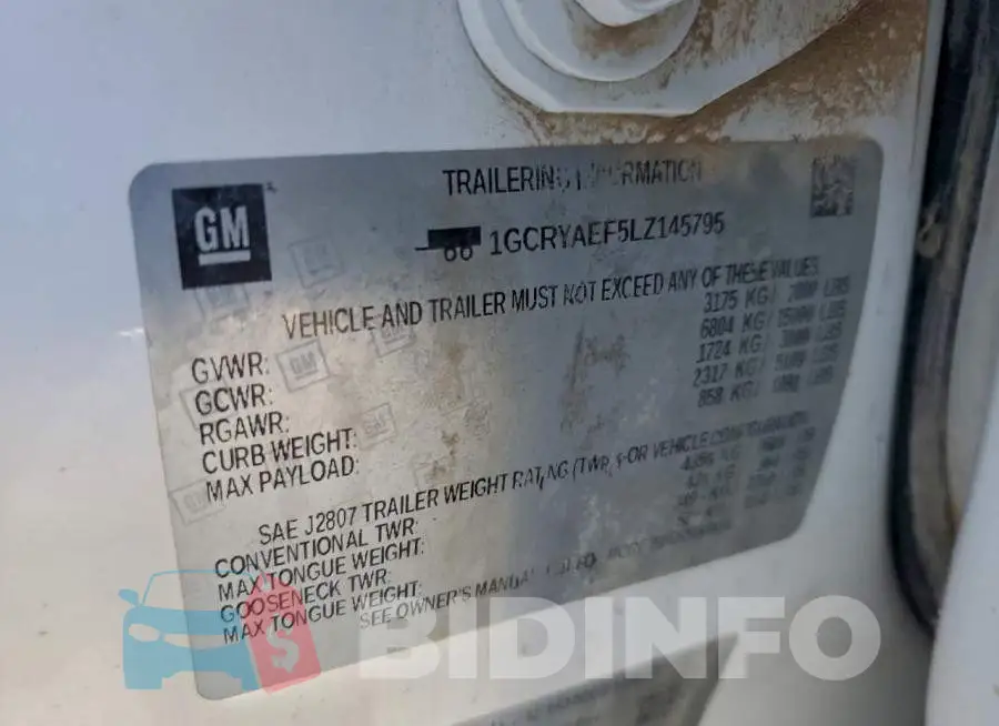 1GCRYAEF5LZ145795 Photo# 12