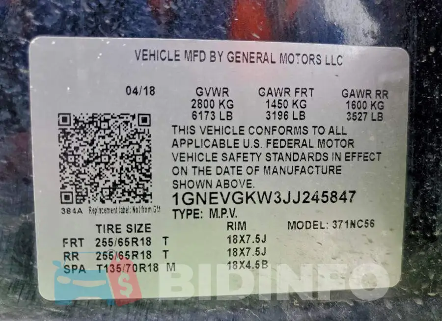 1GNEVGKW3JJ245847 Photo# 13