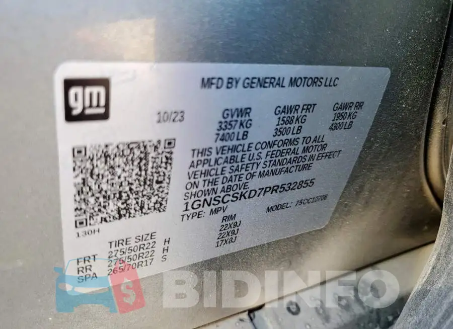 1GNSCSKD7PR532855 Photo# 13
